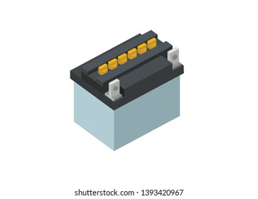 accumulator battery simple isometric illustration
