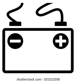 Accumulator Battery vector icon. Style is flat symbol, black color, rounded angles, white background.