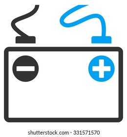 Accumulator Battery vector icon. Style is bicolor flat symbol, blue and gray colors, rounded angles, white background.