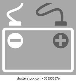 Accumulator Battery vector icon. Style is bicolor flat symbol, dark gray and white colors, rounded angles, silver background.