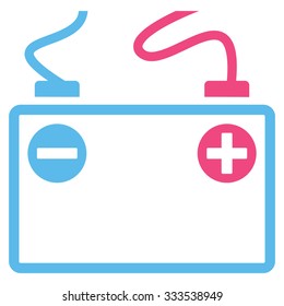 Accumulator Battery vector icon. Style is bicolor flat symbol, pink and blue colors, rounded angles, white background.