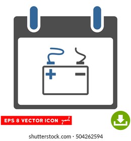 Accumulator Calendar Day icon. Vector EPS illustration style is flat iconic bicolor symbol, cobalt and gray colors.