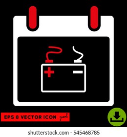 Accumulator Calendar Day icon. Vector EPS illustration style is flat iconic bicolor symbol, red and white colors.