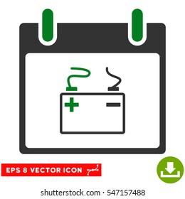 Accumulator Calendar Day icon. Vector EPS illustration style is flat iconic bicolor symbol, green and gray colors.