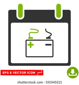 Accumulator Calendar Day icon. Vector EPS illustration style is flat iconic bicolor symbol, eco green and gray colors.
