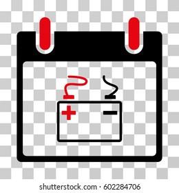 Accumulator Calendar Day icon. Vector illustration style is flat iconic bicolor symbol, intensive red and black colors, transparent background. Designed for web and software interfaces.