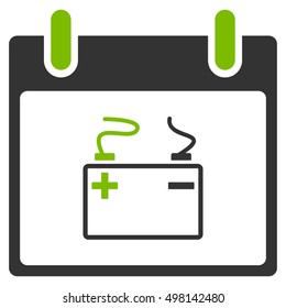 Accumulator Calendar Day vector icon. Style is flat graphic bicolor symbol, eco green and gray colors, white background.