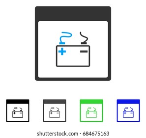 Accumulator Calendar Page flat vector pictogram. Colored accumulator calendar page gray, black, blue, green pictogram versions. Flat icon style for web design.