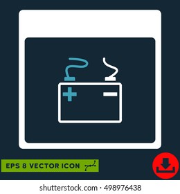Accumulator Calendar Page icon. Vector EPS illustration style is flat iconic bicolor symbol, blue and white colors.