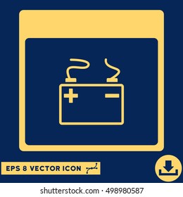 Accumulator Calendar Page icon. Vector EPS illustration style is flat iconic symbol, yellow color.