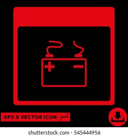 Accumulator Calendar Page icon. Vector EPS illustration style is flat iconic symbol, red color.