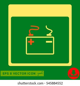 Accumulator Calendar Page icon. Vector EPS illustration style is flat iconic bicolor symbol, orange and yellow colors.