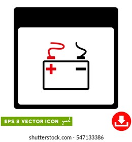 Accumulator Calendar Page icon. Vector EPS illustration style is flat iconic bicolor symbol, intensive red and black colors.