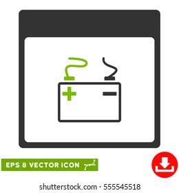 Accumulator Calendar Page icon. Vector EPS illustration style is flat iconic bicolor symbol, eco green and gray colors.