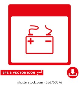 Accumulator Calendar Page icon. Vector EPS illustration style is flat iconic symbol, red color.