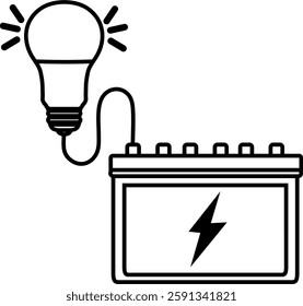 Accumulator car battery energy power and electricity. Auto parts electrical supply  in flat style icon design vector symbol illustration with bulb lamp tested.