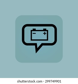 Accumulator in chat bubble, in square, on pale blue background