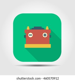 accumulator flat icon with long shadow, vector illustration