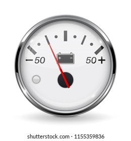 Accumulator gauge. Low level. Vector 3d illustration isolated on white background