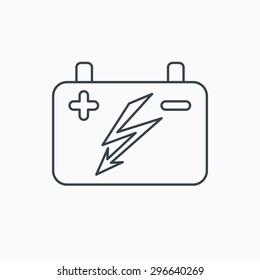 Accumulator icon. Electrical battery sign. Linear outline icon on white background. Vector