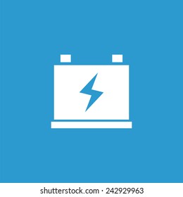 Accumulator icon, isolated, white on the blue background. Exclusive Symbols 
