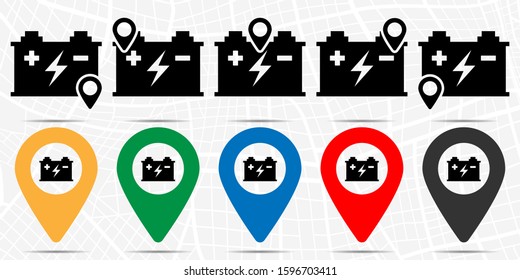 Accumulator icon in location set. Simple glyph, flat illustration element of energy theme icons