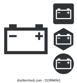 Accumulator icon set, monochrome, isolated on white