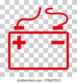 Accumulator icon. Vector illustration style is flat iconic symbol, red color, transparent background. Designed for web and software interfaces.