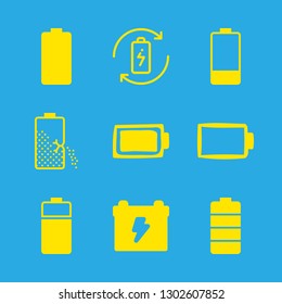accumulator icons set with battery vector set