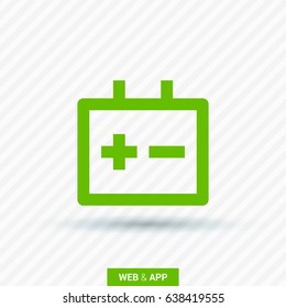 accumulator isolated minimal icon. battery line vector icon for websites and mobile minimalistic flat design.