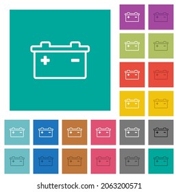 Der Akkumulator umreißt mehrfarbige Flachsymbole auf einfarbigem Hintergrund. Weiße und dunklere Icon-Variationen für Hover oder aktive Effekte.
