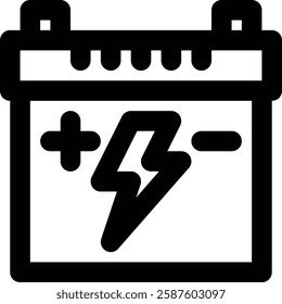 Accumulator, Rechargeable Battery Outline Icon