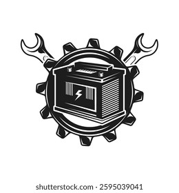 accumulator shop and repair  logo icon vector design