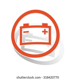 Accumulator sign sticker, orange circle with image inside, on white background