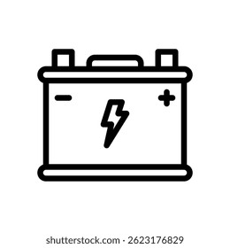 Accumulator Vector for Energy Storage and Battery System. Rechargeable power unit illustration. Sustainable electricity backup icon. Line Icon