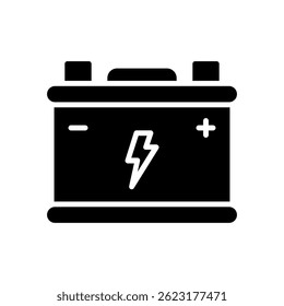Accumulator Vector for Energy Storage and Battery System. Rechargeable power unit illustration. Sustainable electricity backup icon. Glyph Icon