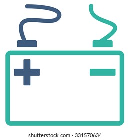 Accumulator vector icon. Style is bicolor flat symbol, cobalt and cyan colors, rounded angles, white background.