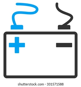 Accumulator vector icon. Style is bicolor flat symbol, blue and gray colors, rounded angles, white background.