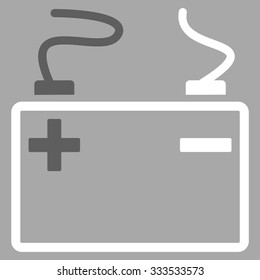 Accumulator vector icon. Style is bicolor flat symbol, dark gray and white colors, rounded angles, silver background.