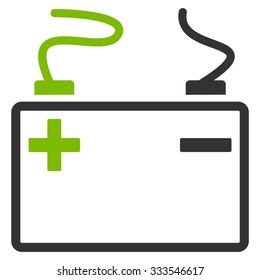 Accumulator vector icon. Style is bicolor flat symbol, eco green and gray colors, rounded angles, white background.