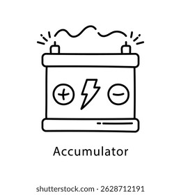 Icono de estilo de contorno de Vector de acumulador. Archivo Eps 10