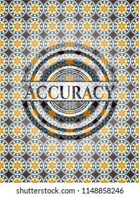 Accuracy arabic style badge. Arabesque decoration.
