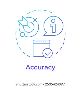 Ícone de conceito de gradiente azul de precisão. Recolha e gestão de dados. Informação, marketing. Ilustração de linha de forma redonda. Ideia abstrata. Design gráfico. Artigo fácil de usar, postagem de blog