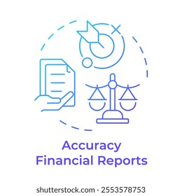 Accuracy financial reports blue gradient concept icon. Business documentation, accounting. Round shape line illustration. Abstract idea. Graphic design. Easy to use in infographic, presentation