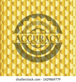 Accuracy golden emblem. Scales pattern. Vector Illustration. Detailed.