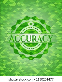 Accuracy green emblem with mosaic background