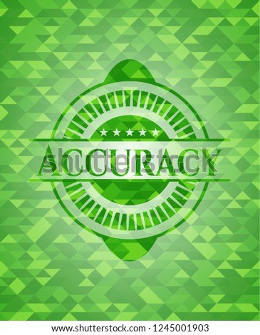 Accuracy green emblem with mosaic background