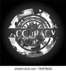 Accuracy grey camouflaged emblem