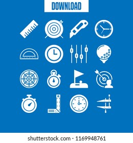 accuracy icon. 16 accuracy vector set. clamp, wall clock, golf and ruler icons for web and design about accuracy theme