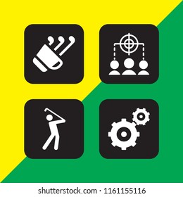accuracy icon. 4 accuracy set with gearwheels couple, golf and target vector icons for web and mobile app